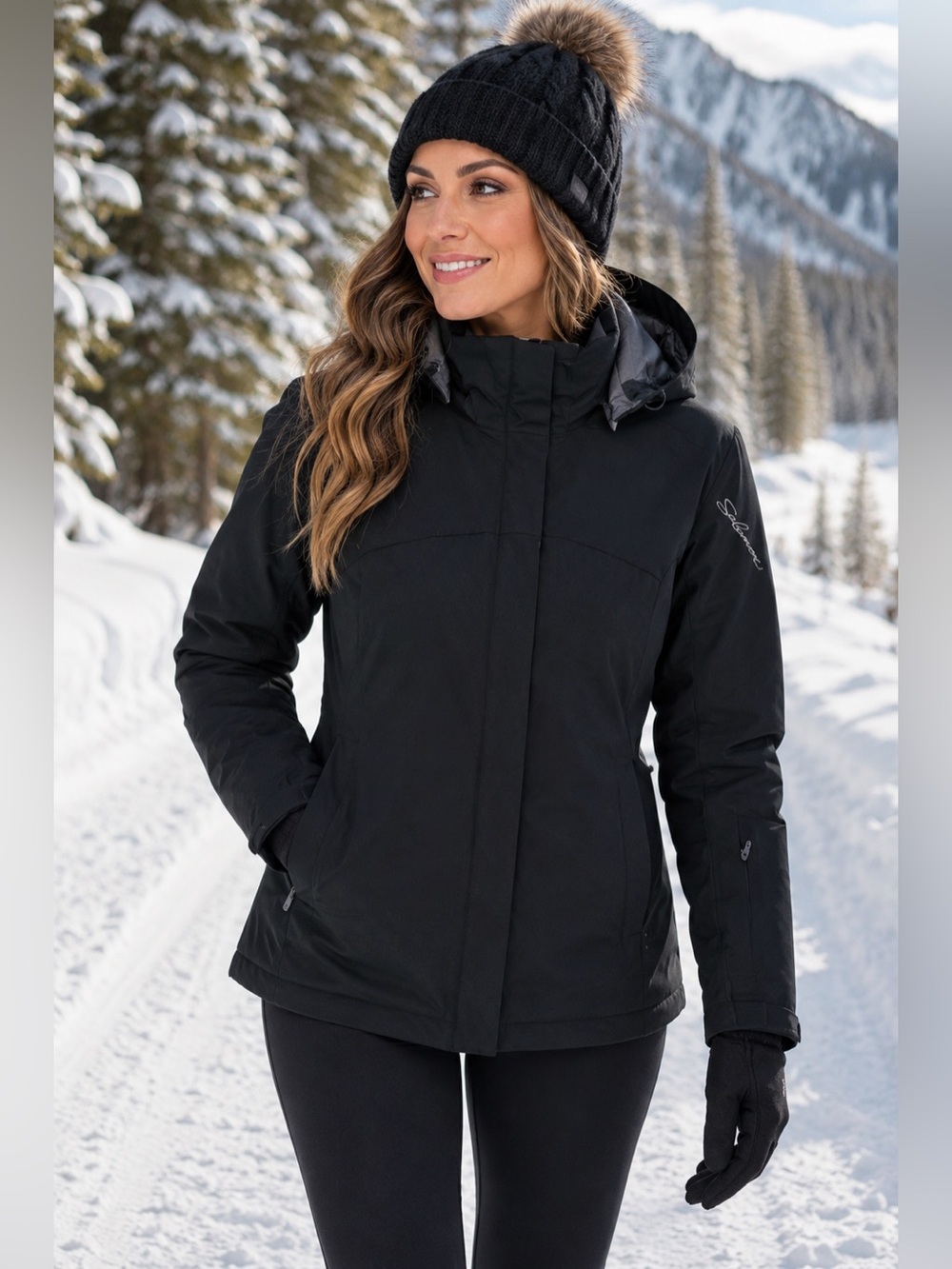 Salomon Fleece Lined Hooded Ski Jacket Black Medium Winter Coat